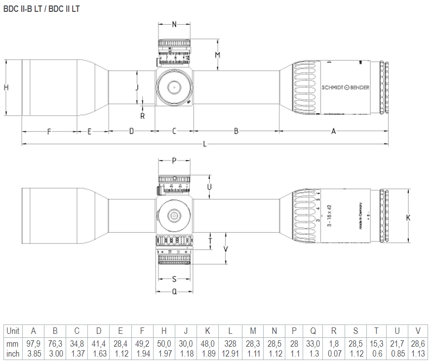 Schmidt & Bender 3-18x42 Meta SFP LP7 1cm CW BDC II-B / BDC 11LT 30mm Rifle Scope