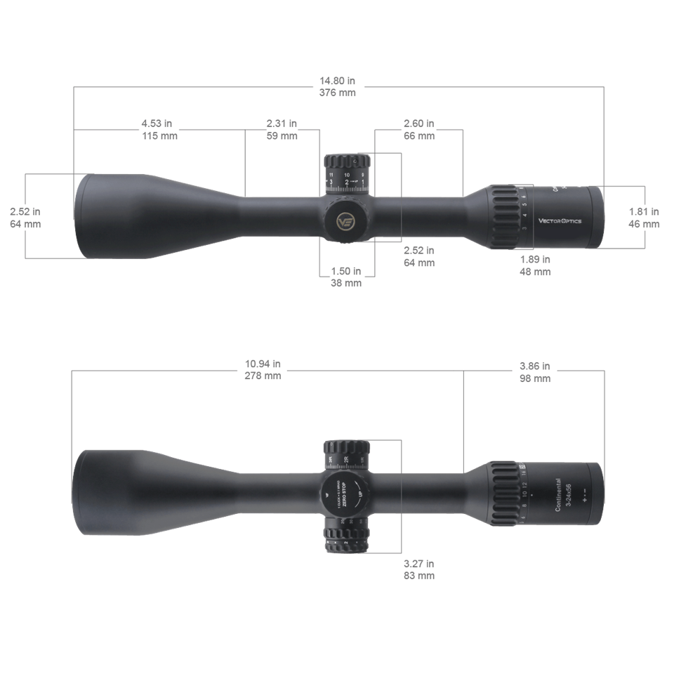 Vector Optics Continental x8 3-24x56 SFP Zero-Stop Tactical ED 30mm Rifle Scope