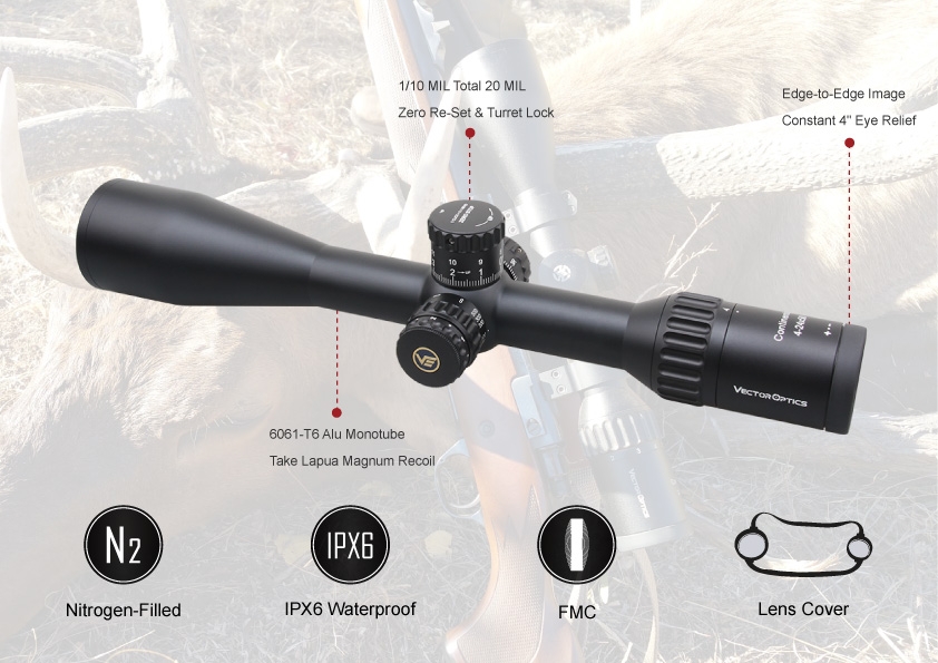 Vector Optics Continental 4-24x50 ARI SFP Illuminated VCT-20A 0.1 MRAD Zero Stop Rifle Scope