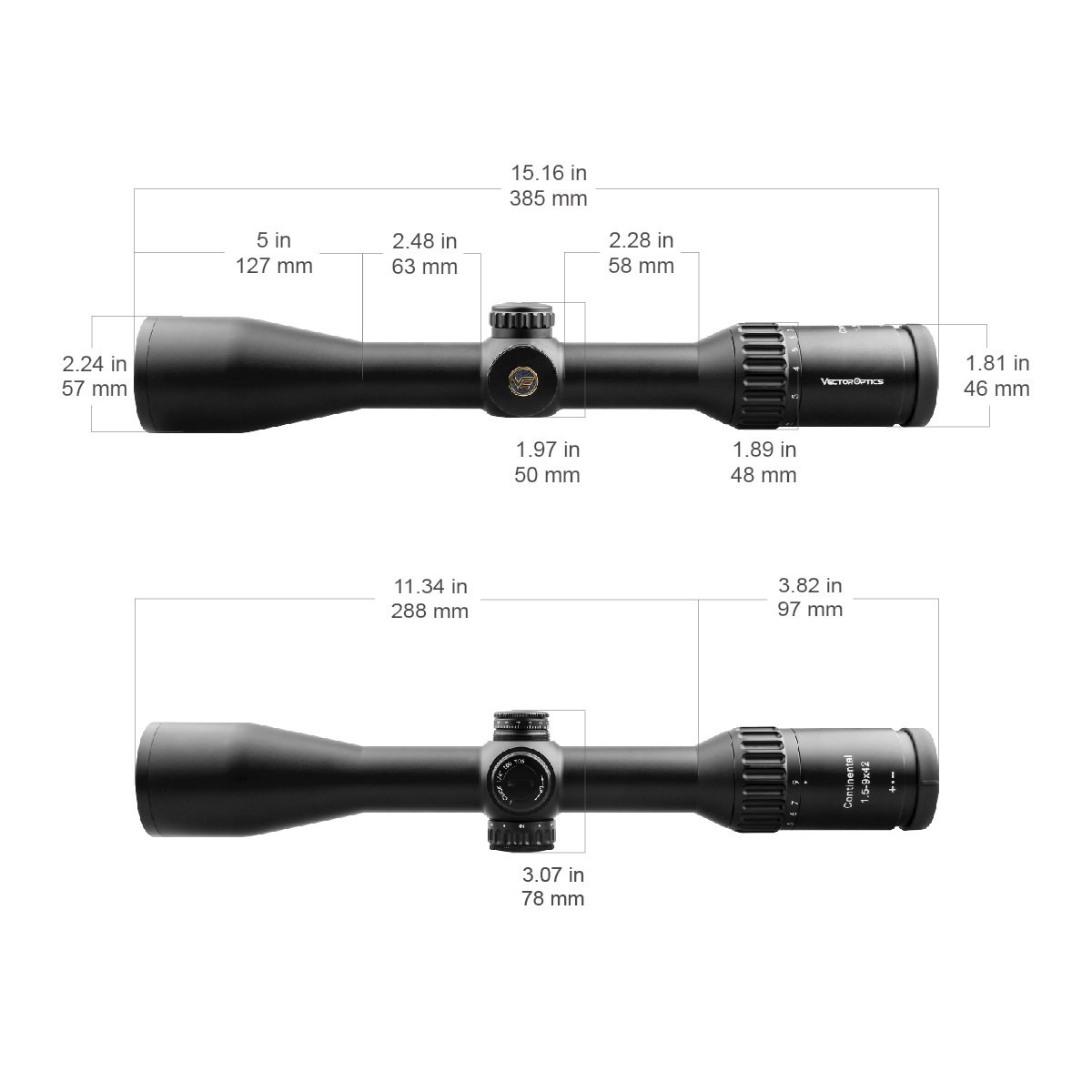 Vector Continental X6 1.5-9x42 German No4 Hunting Reticle Rifle Scope