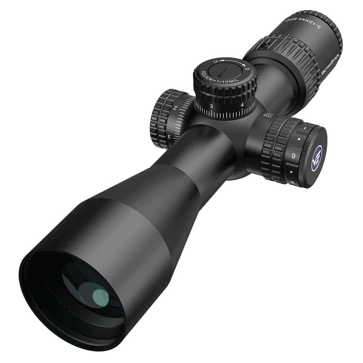 Vector Optics Veyron 3-12x44 SFP Illuminated MPR-V10 0.1 MRAD Locking Turrets Side Focus Super Compact Rifle Scope - Free Weaver/Picatinny Mounts Included