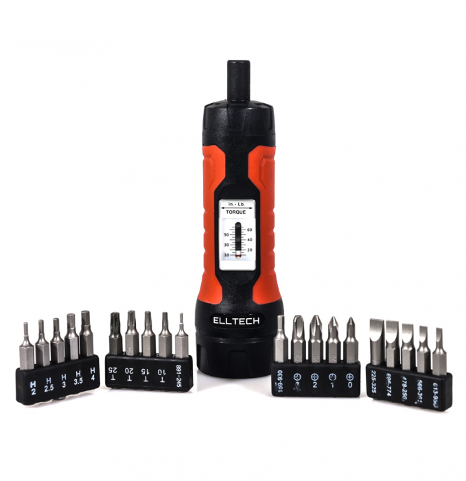ELLTECH 20 Piece Torque Screwdriver Set 10-65lbs, Includes WULF Reticle Levelling System