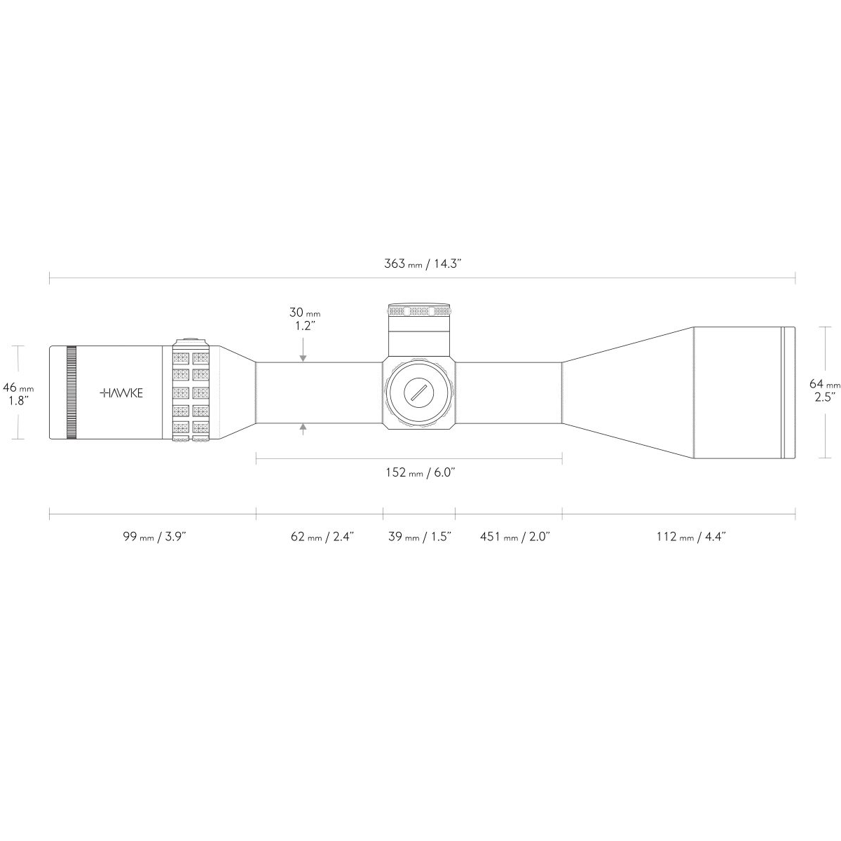 Hawke Sidewinder 30 6-24x56 FFP Half Mil IR Rifle Scope