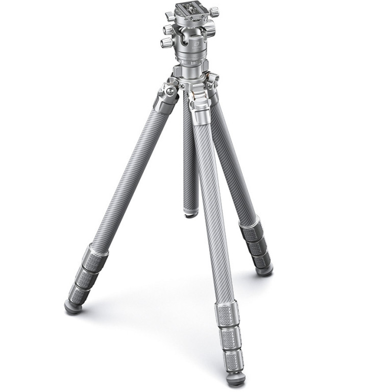 Leofoto Wings of God SILVER LG324C 10 Layer Carbon Water Corrosion Resistant Titanium Feet Spider Tripod with LH-40R Low Profile Ball Head