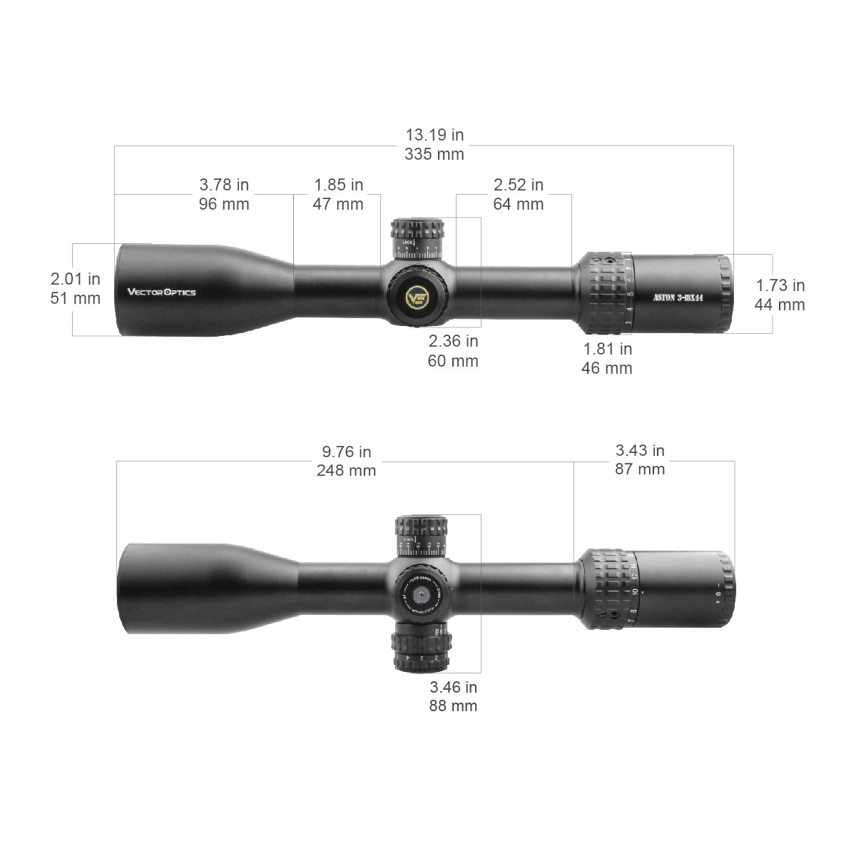 Vector Optics Aston 3-18x44 SFP Illuminated VHL-2 1/4 MOA Rifle Scope