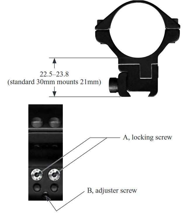 Sportsmatch ATP61 9-11mm Dovetail Rings for 30mm tubes Elevatiion/Height Adjustable