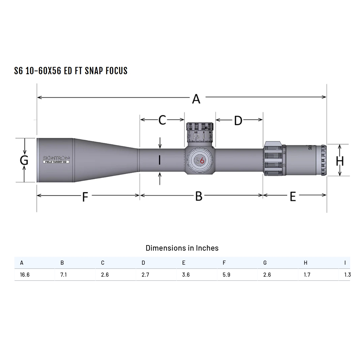 Sightron S6 10-60x56 ED SFP IR MH-FT 1/20MIL 34mm Rifle Scope