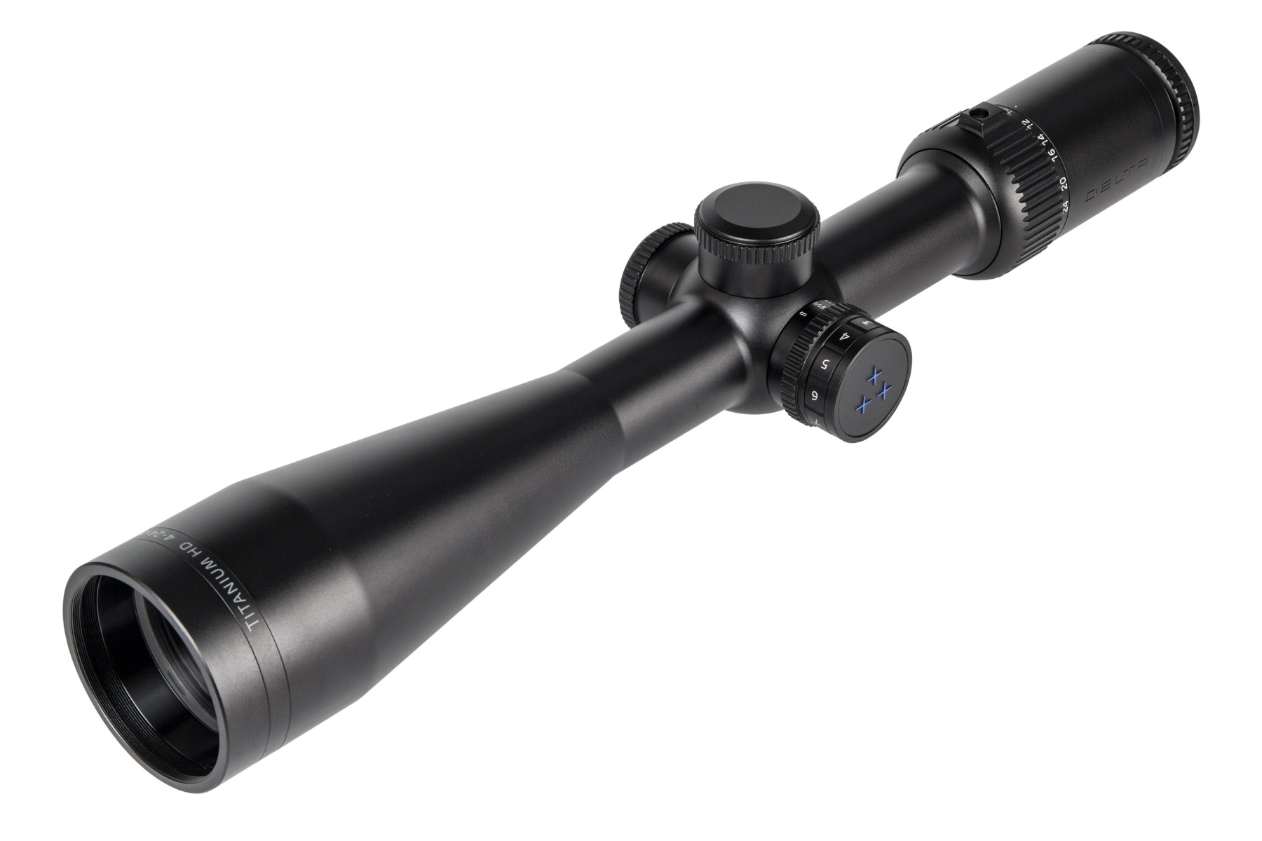 Delta Titanium HD 4-24x50 SFP Illuminated Half Mil Interchangeable Turret Rifle Scope