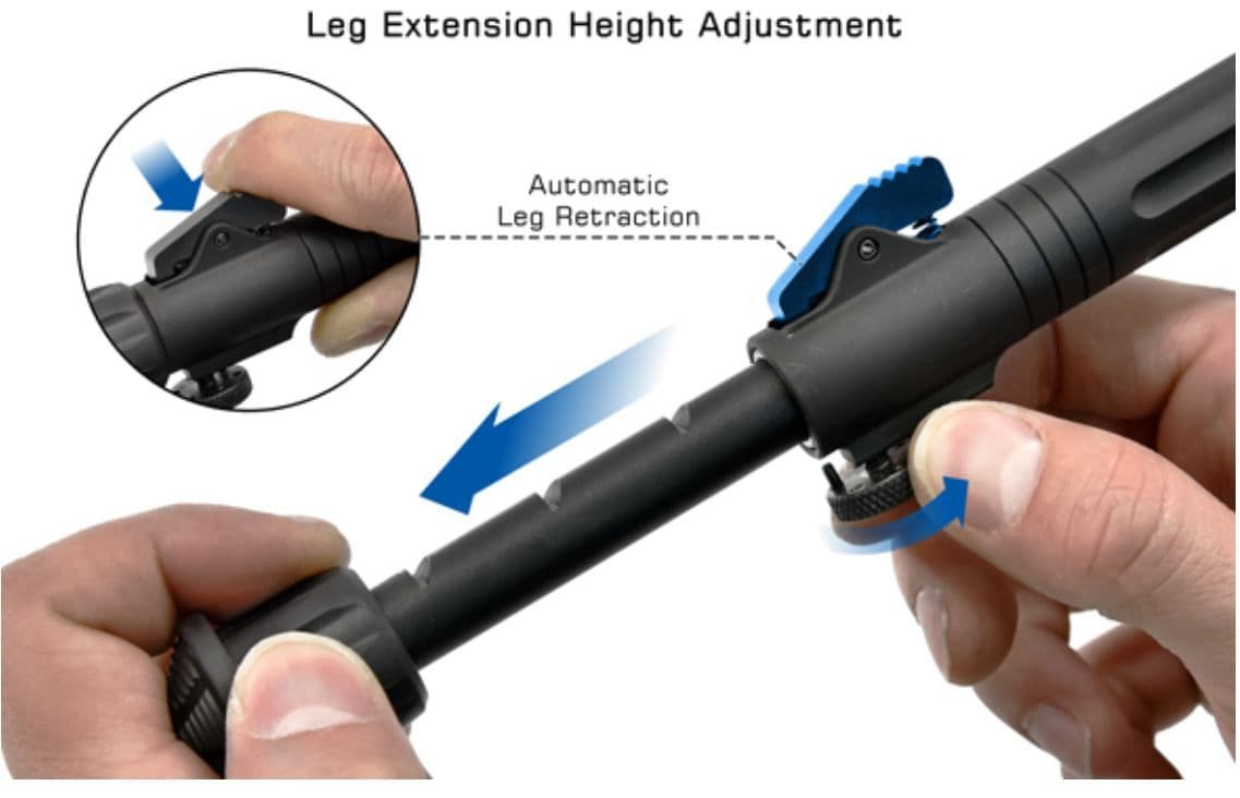Leapers UTG Over Bore Bipod 7-11" Picatinny QD Pan and Tilt Heavy Duty