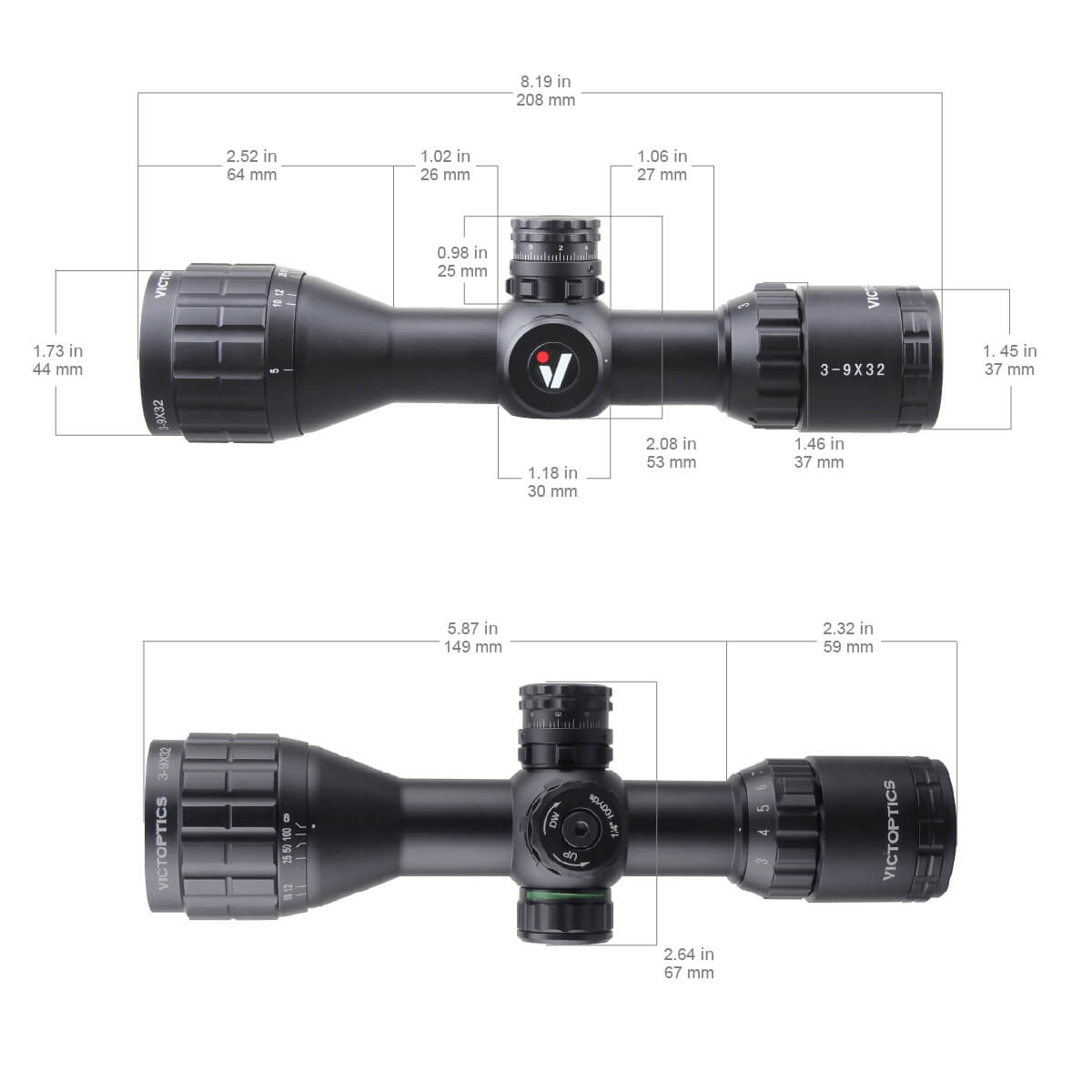 ***SPECIAL PURCHASE*** Vector Optics VictOptics C3 Cerato Ultra Compact 3-9x32 SFP Mildot AO (3 Yards) Rifle Scope + FREE Weaver Scope Rings