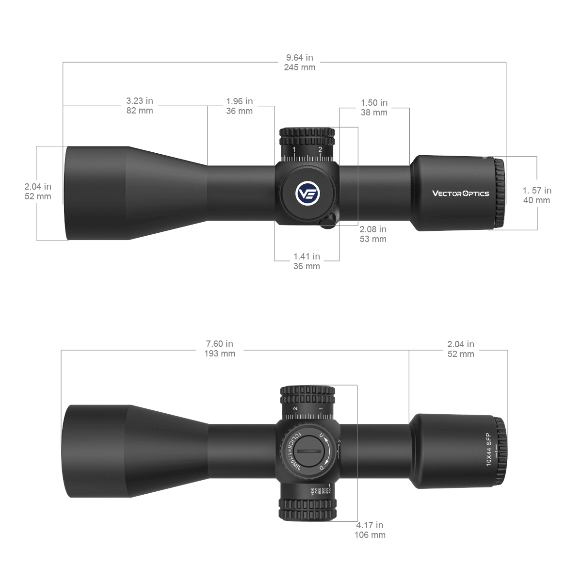 Vector Optics Veyron 10x44 SFP Compact Etched MPR-V5 Rifle Scope