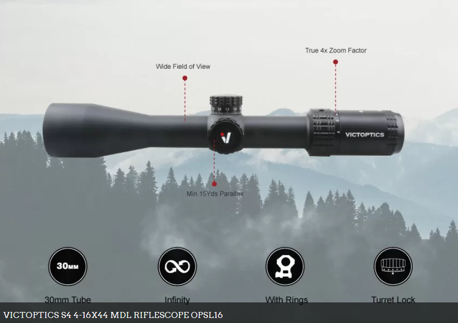 Vector Victoptics S4 4-16x44 Side Focus MDL Mil SFP 30mm Air Rifle Scope