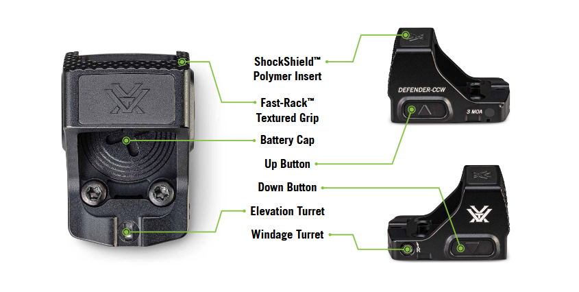 Vortex Optics Defender CCW 3 MOA Red Dot Sight Picatinny & Shield RMSc