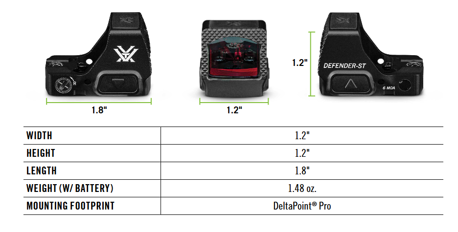 Vortex Defender-ST™ 3 MOA Micro Red Dot Sight with Picatinny Mount