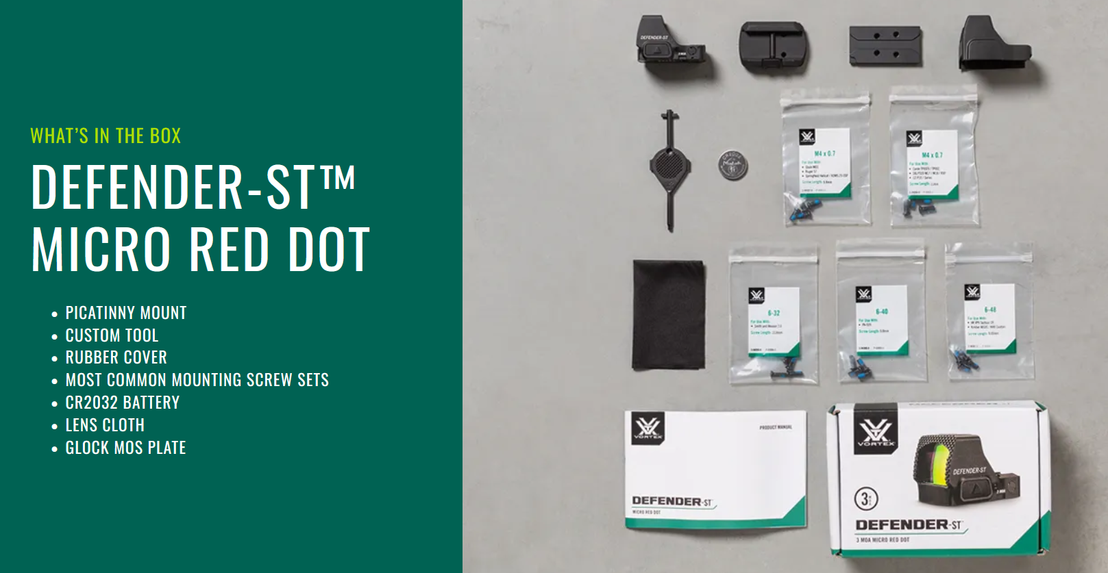 Vortex Defender-ST™ 3 MOA Micro Red Dot Sight with Picatinny Mount