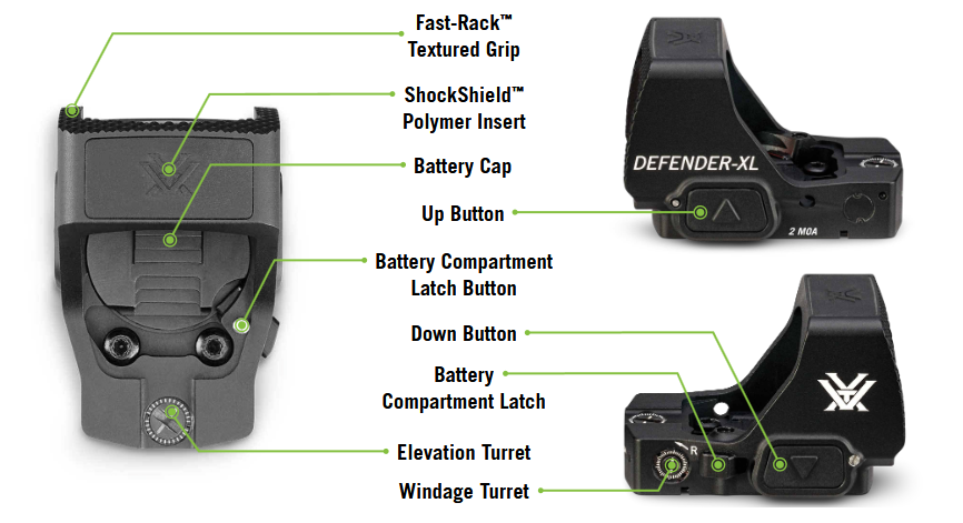 Vortex Optics Defender-XL 8 MOA Red Dot Sight with Picatinny Mount Inc Glock MOS Adapter Plate