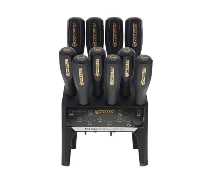 Wheeler 10 Piece SAE Hex Benchtop Screwdriver Precision Drivers Set