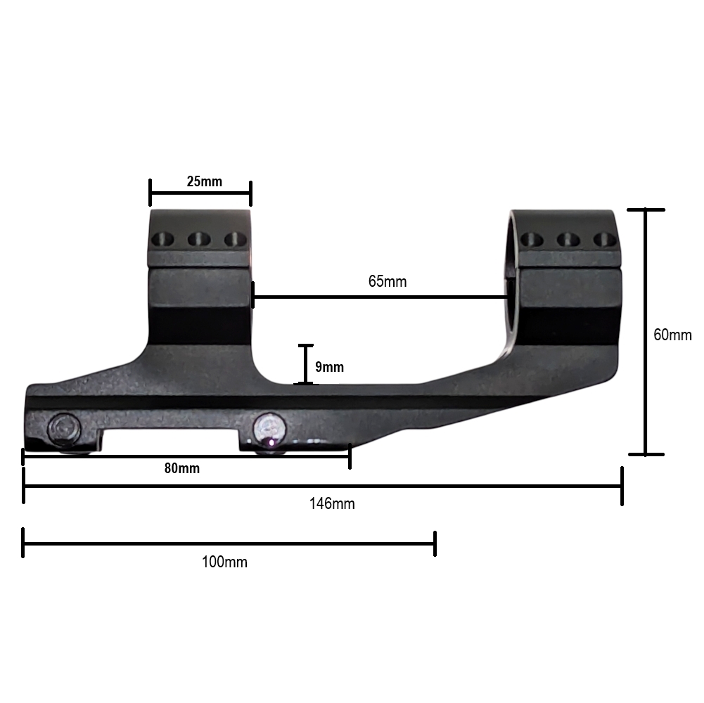 Wulf Pro Tac 30mm 1pc Cantilever Bubble Level 2 inch offset Scope Mount Weaver/Picatinny Base