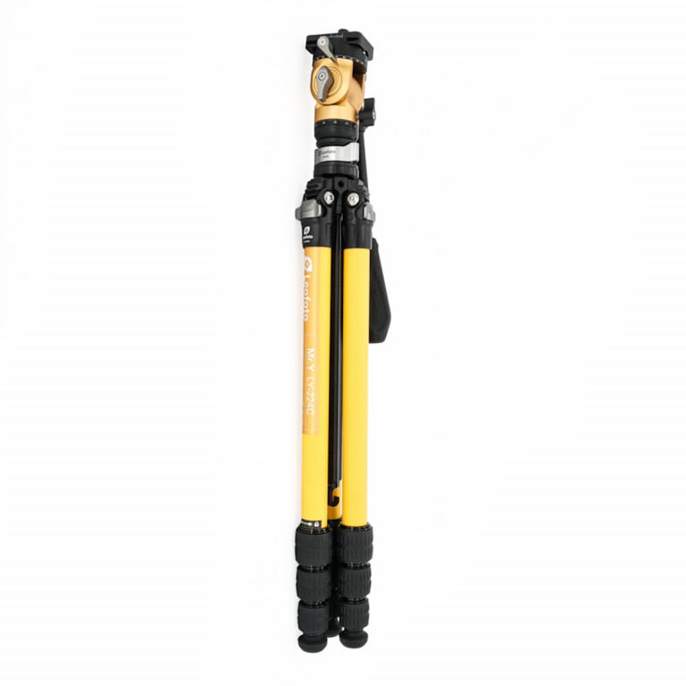 Leofoto LY Video Head LY-224C&BV-0R&LB-38 (Yellow) 10 Layer Carbon Fiber Tripod – 3kg